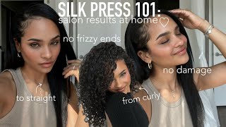 CURLY TO STRAIGHT: bone straight silk press *one pass*