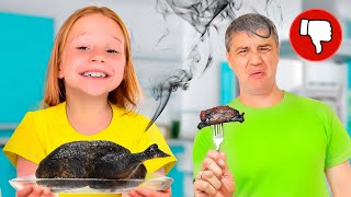Nastya nấu ăn cho bố – nhưng có chút rắc rối!