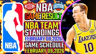 NBA LATEST TEAM STANDINGS FEBRUARY 08,2026|NBA STANDINGS TODAY|NBA SCHEDULE TODAY FEBRUARY 09,2026