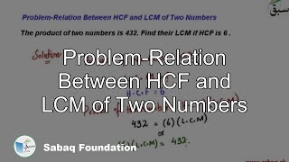 Problem-Relation Between HCF and LCM of Two Numbers