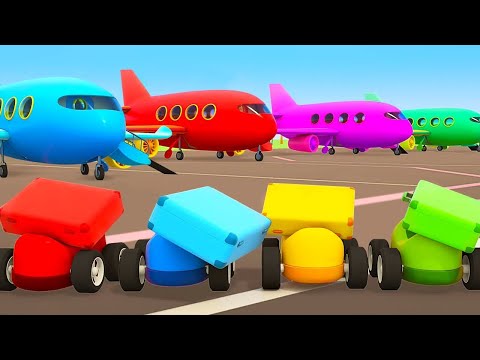 ¡A jugar con vehículos de servicio y aviones para niños! Dibujos animados de coches