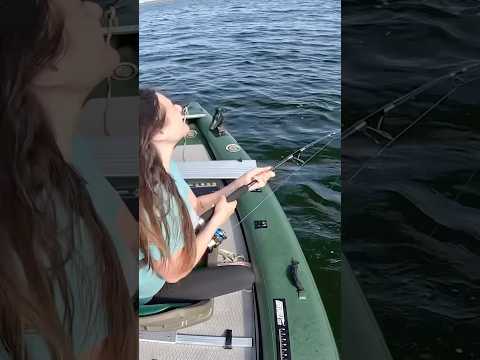 Wife Catches MONSTER in Inflatable Boat🤯 #fishing #boats #boating