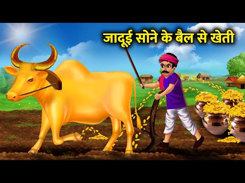 गरीब किसान और जादुई सोने के बैल से खेती। jaadui sone ke bail se kheti ।magical gold Bell moral story