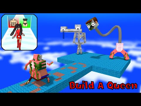 Minecraft Mobs : BUILD A QUEEN RUNNER CHALLENGE - Minecraft animation