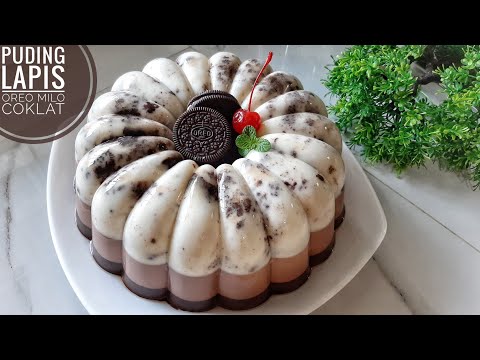 PUDING LAPIS OREO MILO COKLAT | Oreo Milo Chocolate Layered Puding