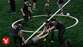 Humans vs robots football match held at World Humanoid Robot Games
