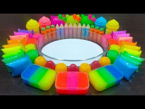 Rainbow slime ! Mixing random things into homemade slime ! Enjoy Alex slime videos !!!