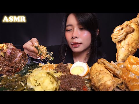 ASMR NASI PADANG (Indonesian Beef Rendang & Chicken Curry Rice) | Eating Sounds