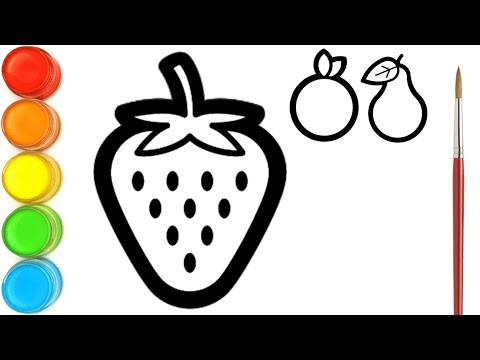 Menggambar dan Mewarnai Buah-buahan (Stroberi, Jeruk, Pir) Untuk Anak-anak | Ara Plays Art
