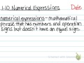 Understanding Numerical Expressions and Operations