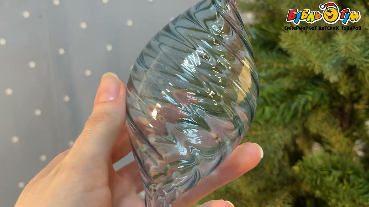 Украшение елочное Сосулька рельефная прозрачная голубая 12см - видео