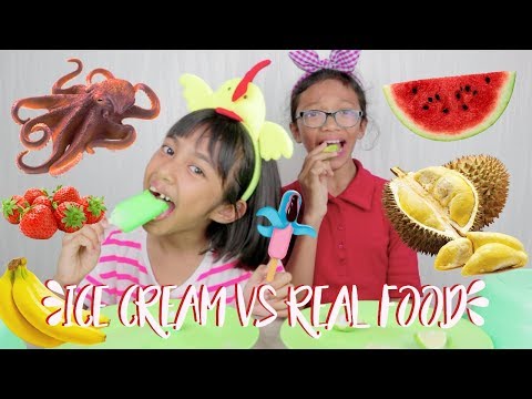 ICE CREAM VS REAL FOOD CHALLENGE ❤️ Kids Edition INDONESIA | @funwithnayfa
