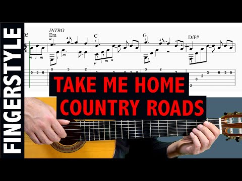 Take Me Home, Country Roads - FINGERSTYLE Guitar Tab