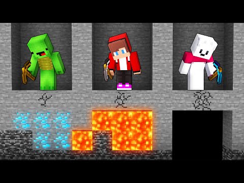 JJ vs Mikey vs Carrie TUNNEL Battle in Minecraft - Maizen