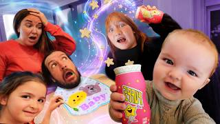 MAGiC BABY PUFFS for DAD and ENZO!!  Adley brings CRAZY BABiES back with Cereal Challenge & Cartoon