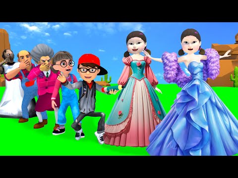 Scary Teacher 3D vs Squid Game Help Doll Choose Beautiful Princess Dress 5 Times Challenge Who Win?