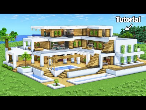 Minecraft: How to Build a Modern House Tutorial (Easy to Follow) #72 - Interior in Description!