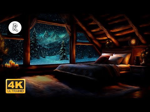 Sleepy Winter Cabin ❄ Snowstorm, Blizzard & Wind Sounds for deep restful Sleep - Cozy Cabin