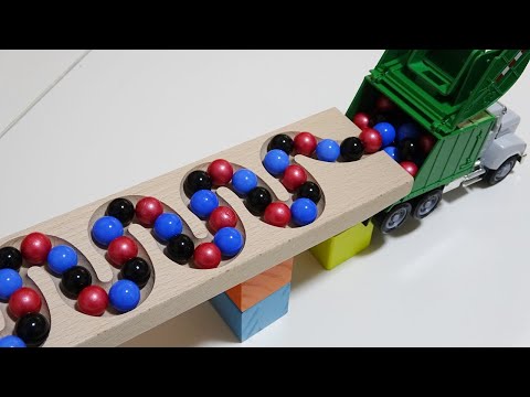 Marble Run Race  ☆ HABA Slope, Dump Truck & Garbage Truck