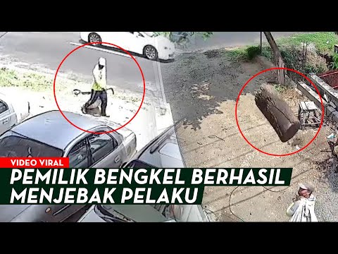 MALING KEOK DILEMPAR BALOK! Pemilik Bengkel Berhasil Menjebak, Usai berkali-kali Kecurian