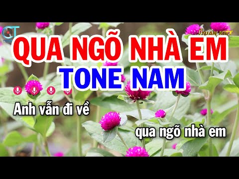 Karaoke Qua Ngõ Nhà Em Tone Nam ( Dm ) Nhạc Sống Mới || Karaoke Tuấn Kiệt