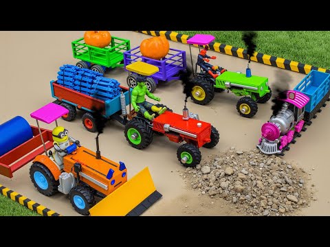 Diy tractor mini Bulldozer to making concrete road 2025 | Construction Vehicles, Road Roller #20
