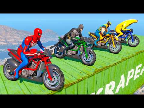 DESAFIO DE MOTOS e COM HOMEM-ARANHA & SUPER-HEROIS - GTA V