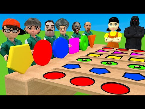 Squid Game vs Scary Teacher 3D Put in Key Dalgona Candy Shapes Challenge Who's Boss