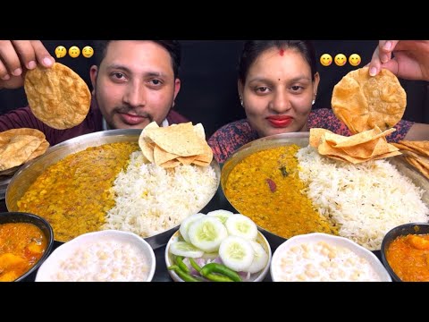 Eating Dal Chawal, Dum Aloo Poori, Papad, Raiyta I Husband Vs Wife Food Challenge I Foodie Gd