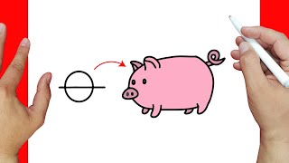 Aprende a dibujar un cerdito en 3 minutos | Dibujos fáciles