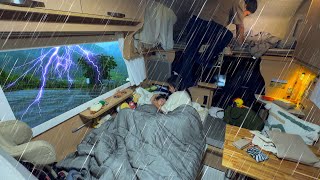 雷と土砂降り雨旅の過ごし方｜悪天候を楽しむキャンピングカー車中泊