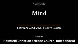 February 22nd, 2026 Weekly Lesson — Mind