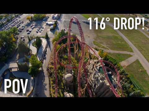 Cannibal Front Row POV | Intimidating 116° Beyond Vertical Drop Coaster in Utah! Lagoon Park