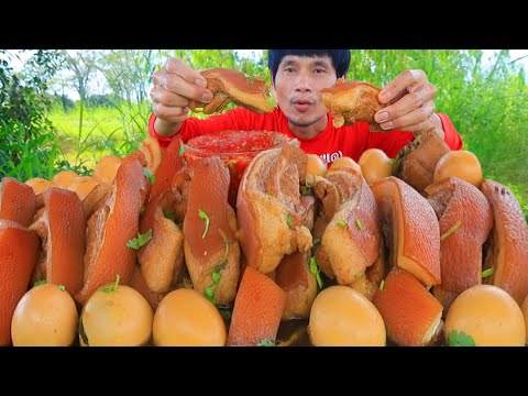 พะโล้หมูสามชั้นจิ้มซีฟู้ดแกล้มผักสดแซ่บคักขนาดครับพี่น้องMUKBANG EATING SHOW#โก้อีสานพาแดก 