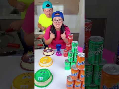M&M's cake vs soda ice cream challenge! 🍨 #funny #shorts