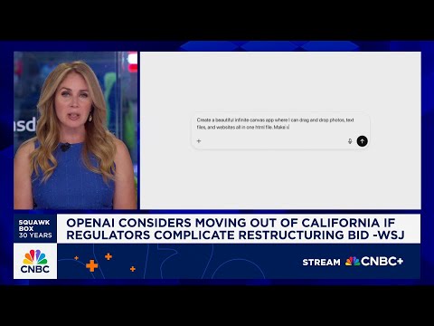 YouTube video thumbnail: Openai Considers Moving out of California if Regulators Complicate Restructuring bid: Report