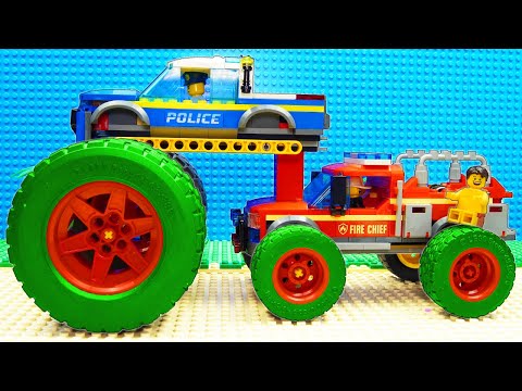 Lego Experimental Super Trucks Test - Police Car + Fire Truck Transformer