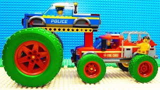Lego Experimental Super Trucks Test - Police Car + Fire Truck Transformer
