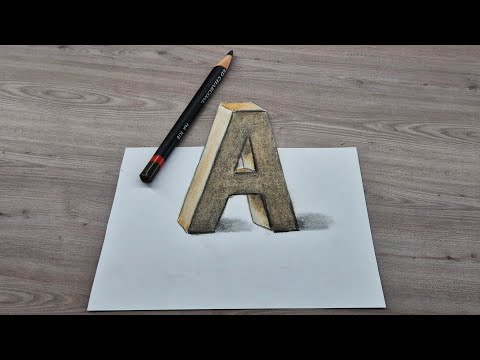 3d drawing A letter on paper for beginner