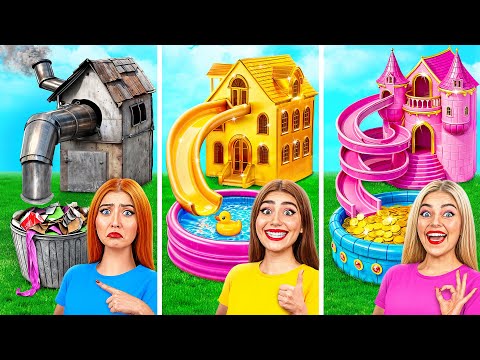 Jeden Barevný Dům Chudý vs Bohatý vs Ultra Bohaté | Vtipné Výzvy Multi DO Smile