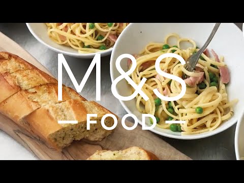 Chris' easy peasy British bacon, pea and cheddar spaghetti | M&S FOOD