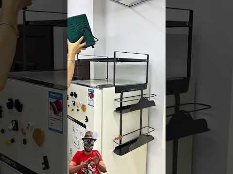 رف إضافي فوق الثلاجة… استغل المساحة بشكل عملي وأنيق 🧊✨#تنظيم_المطبخ #ترند #حلول_ذكية