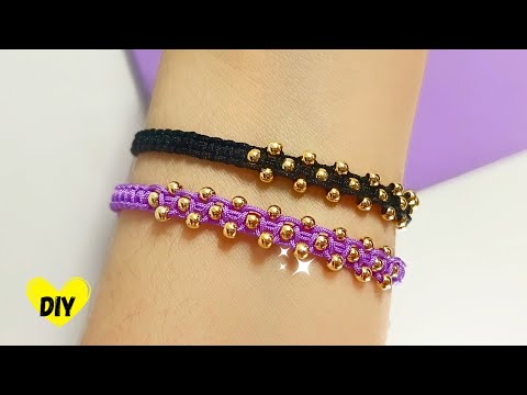 🏡 El DISEÑO PERFECTO para empezar a GANAR DINERO desde casa | Pulsera de hilo en macramé con balines