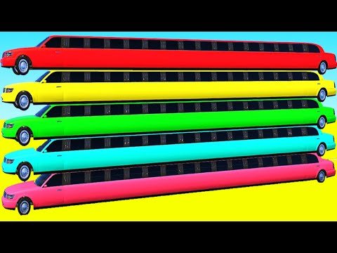 SPIDERMAN AND COLOR LONG CARS with Superheroes Obstacles Challenge - GTA 5