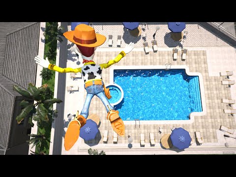 GTA 5 Water Ragdolls WOODY | Jumper/Falls vol.125 (Euphoria physics Funny Moments)