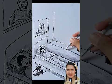 Takut tidur sendiri⁉️#pocong#drawing#art#sketch#draw#painting