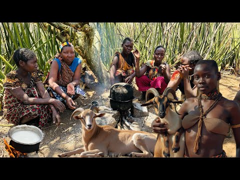 WILD Hadzabe Tribe COOKS GOAT Meat in African Wilderness!