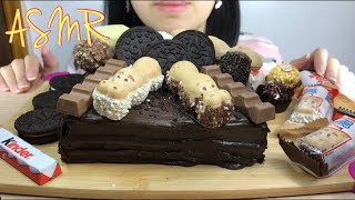 ASMR DESSERT CHOCOLATE FUDGE CAKE, NUTELLA, MAGNUM ICE CREAM, FERRERO, OREO BIRTHDAY CAKE EATING 먹방
