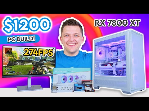 $1200 Gaming PC Build 2024! 😄 [All-White RX 7800 XT Build w/ 1440p Benchmarks]