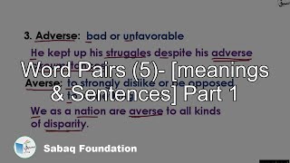 Word Pairs (5)- [meanings   &   Sentences] Part 1